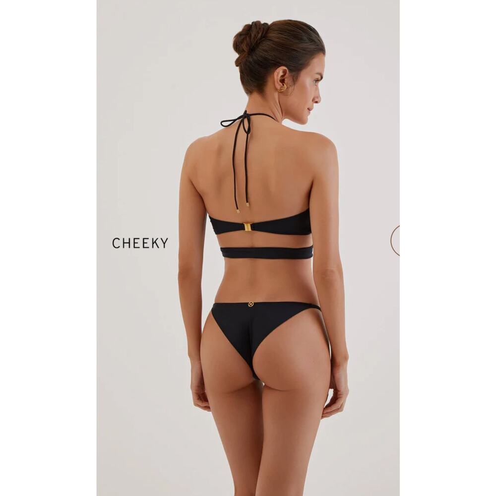 Vix Paula Hermanny Gi Detail Cheeky Bikini Bottom 24k gold-plated beads …